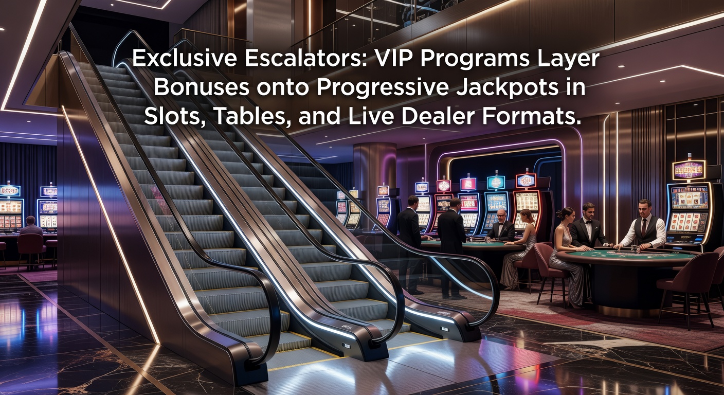 Vibrant casino floor with glowing progressive jackpot displays and VIP lounge access points, highlighting layered bonus structures in slots and tables