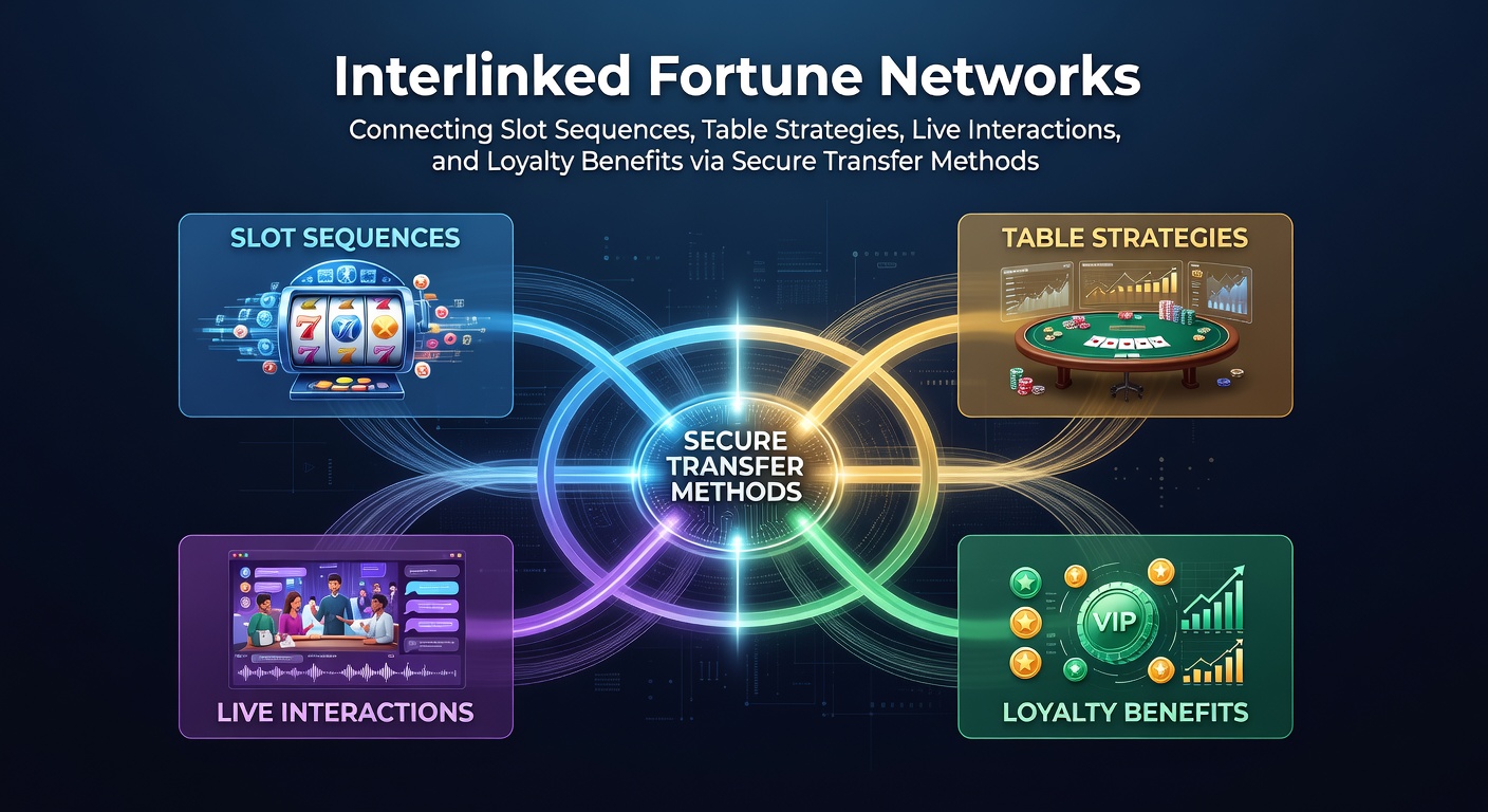 Illustration of interconnected casino networks linking slot sequences with table strategies and secure transfers