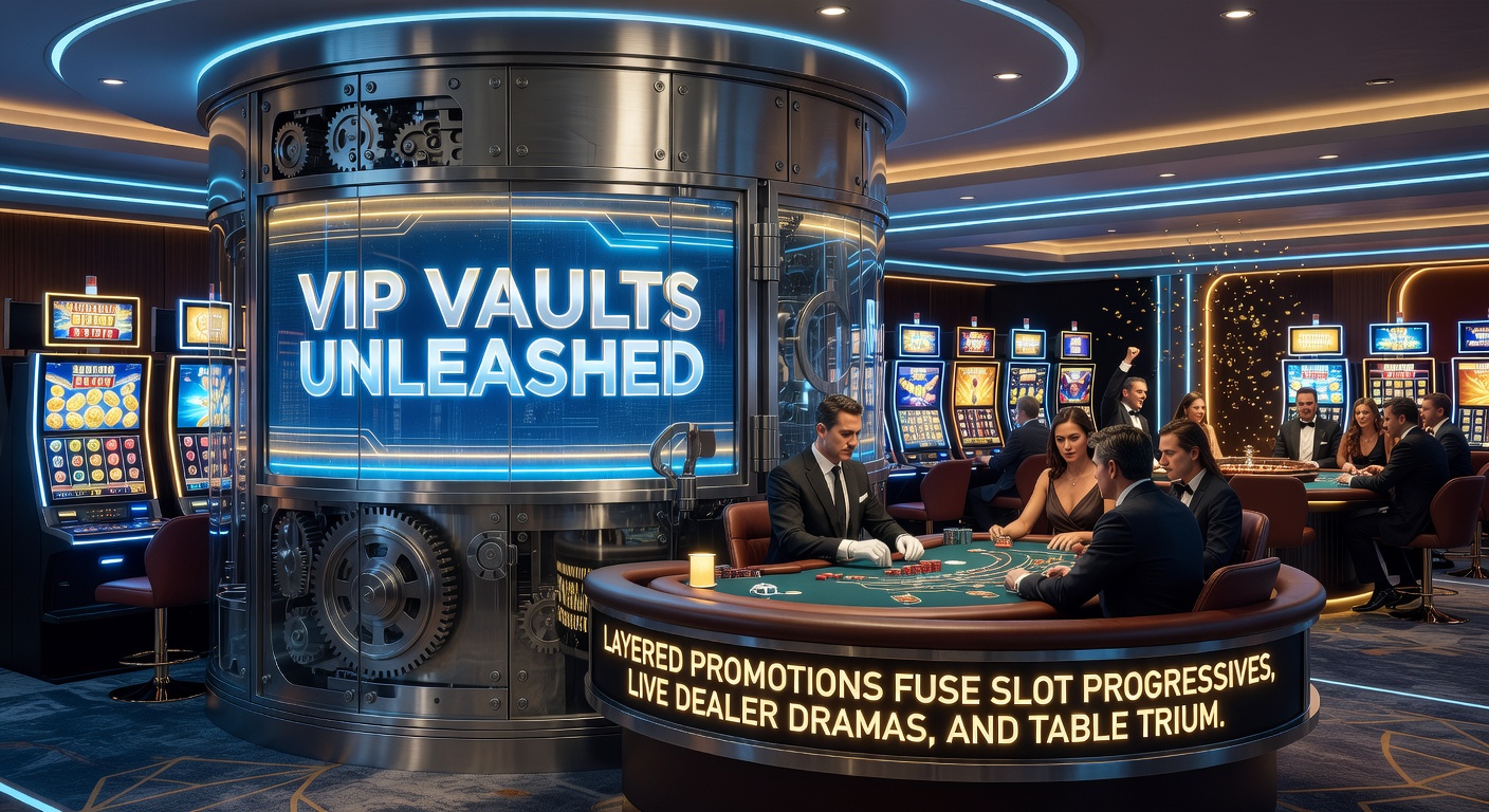 Intense live dealer blackjack table with dramatic card reveals, progressive side bets lighting up, and VIP-exclusive multipliers overlayed on a sleek digital interface
